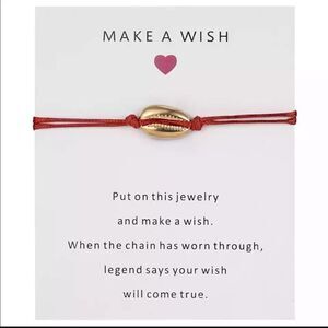 RED Make A Wish Cord Cowrie Bracelet